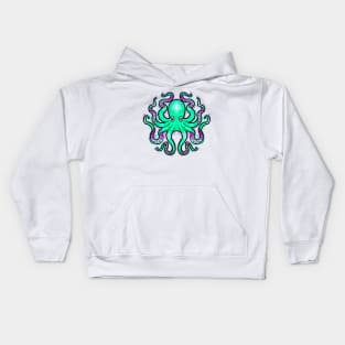 Octopus green and purple Kids Hoodie